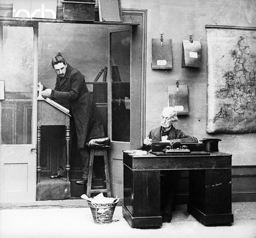 Victorian Office with clerk and boss